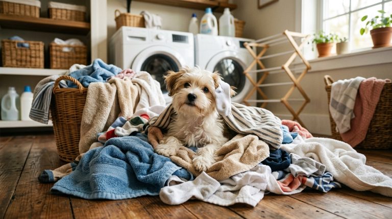 When Georgie ‘Helped’ with Laundry: A Fluffy Misadventure